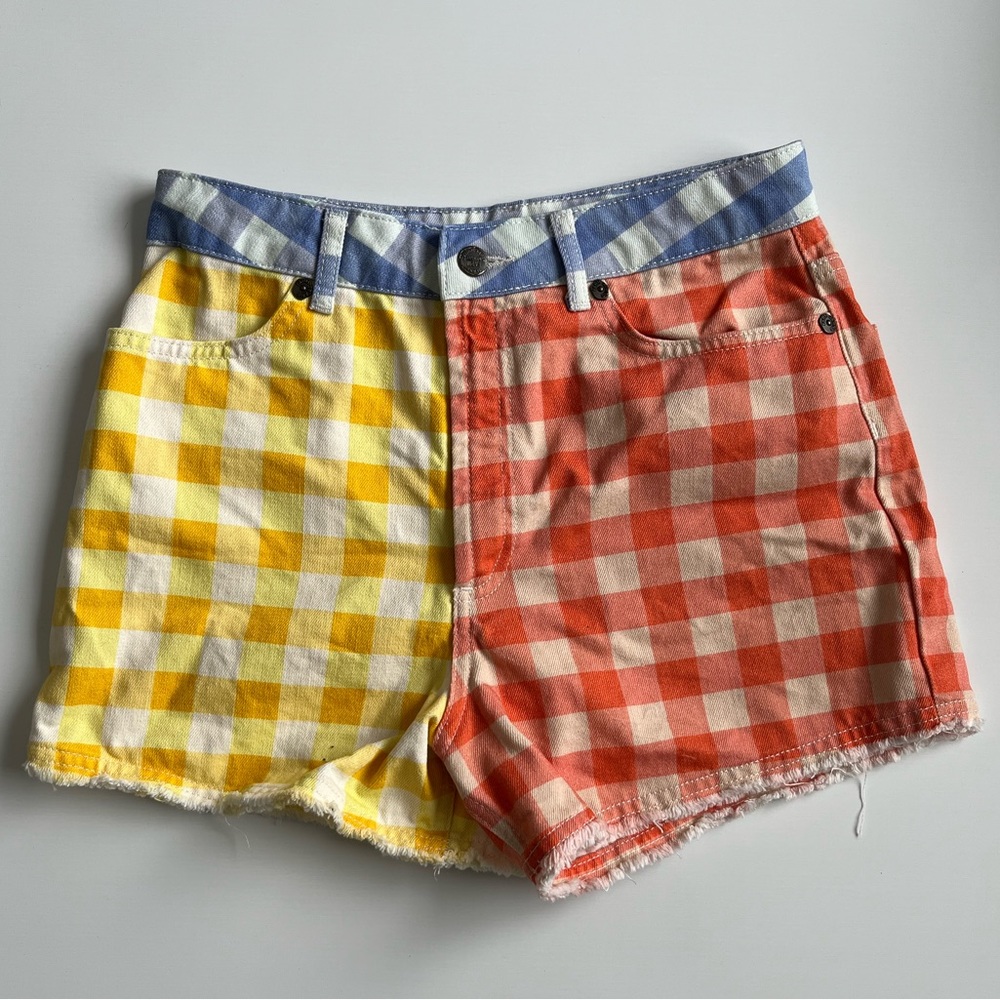 Farm by Anthropologie Jean Highwaisted shorts checkered
